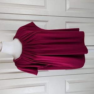 Worthington PXL petite deep fushia braided neckline top